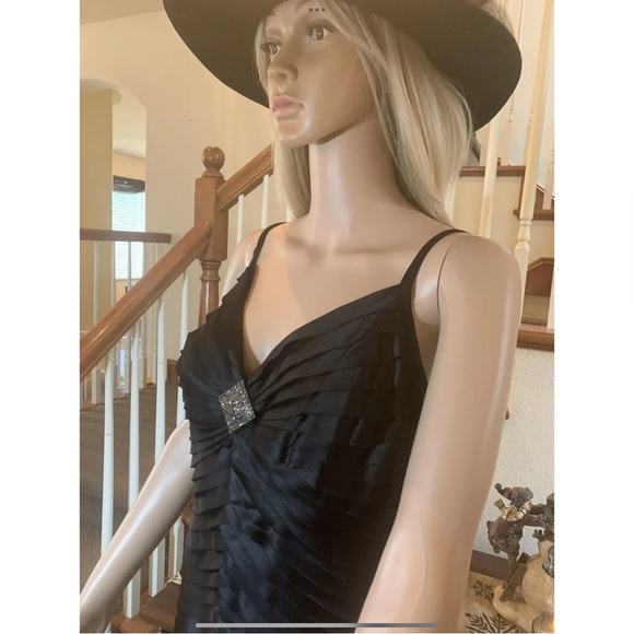 Vintage Tadashi Couture Satin Mermaid formal Dress Crystal rhinestone Brooch 10 - Picture 5 of 11